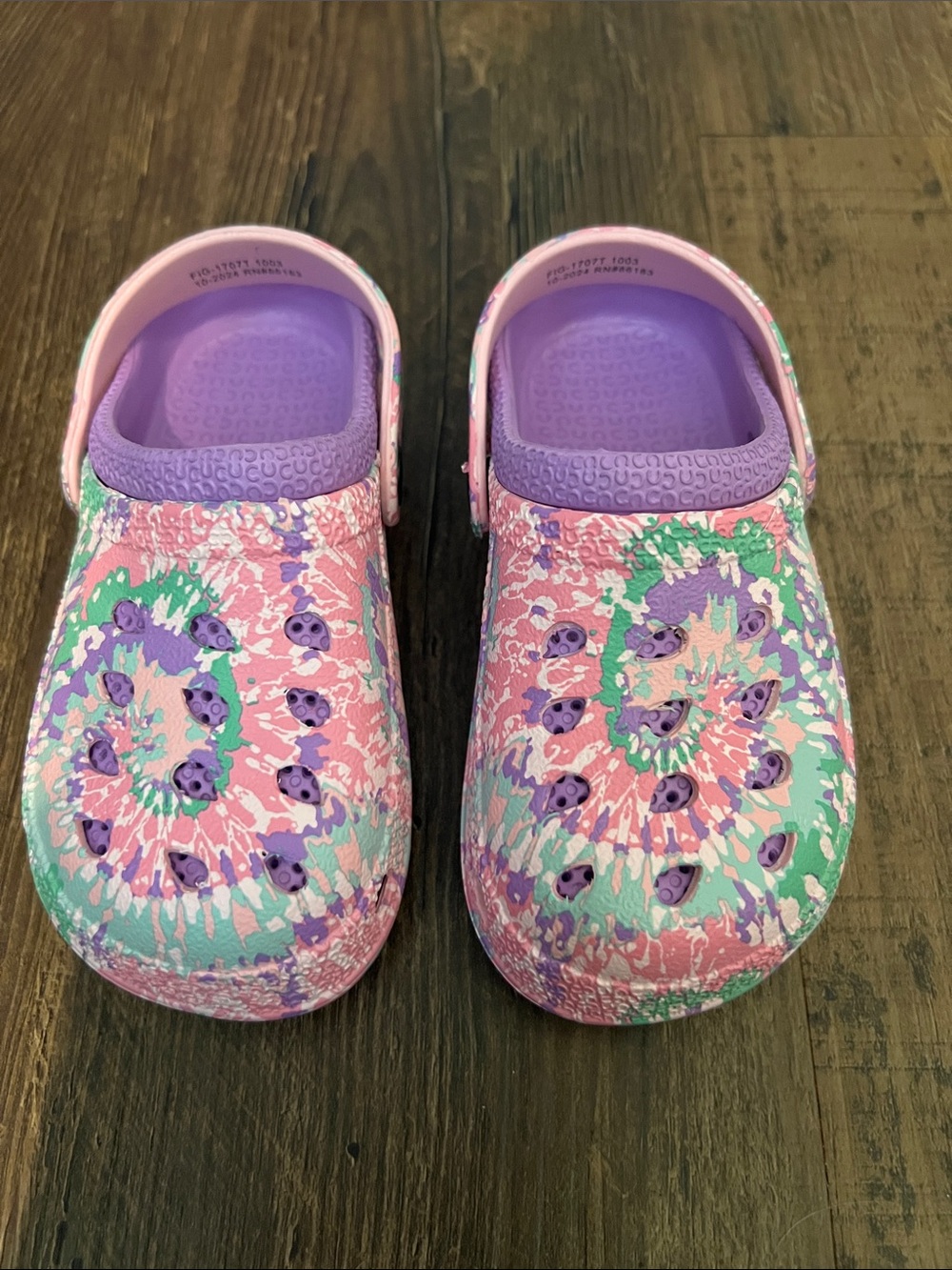 Capelli of New York Kids Tie-Dye Clog Sandals in Pink, Purple & Green